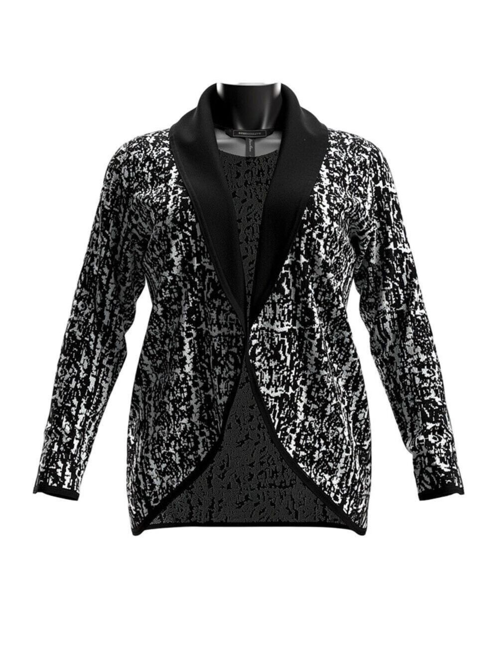 BCBGMAXAZRIA Abstract Shawl-Collar Cardigan Sz Small sweater Open front